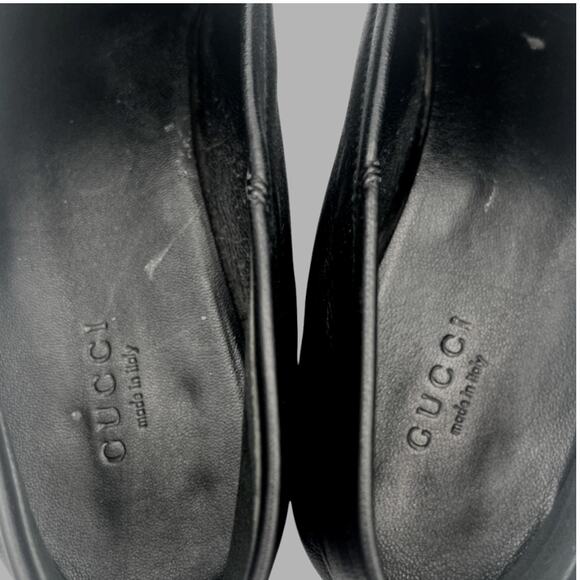 Gucci Brixton Horsebit Loafer Black Leather Collapsible Heel EU 39.5 US 9.5 - Picture 8 of 8